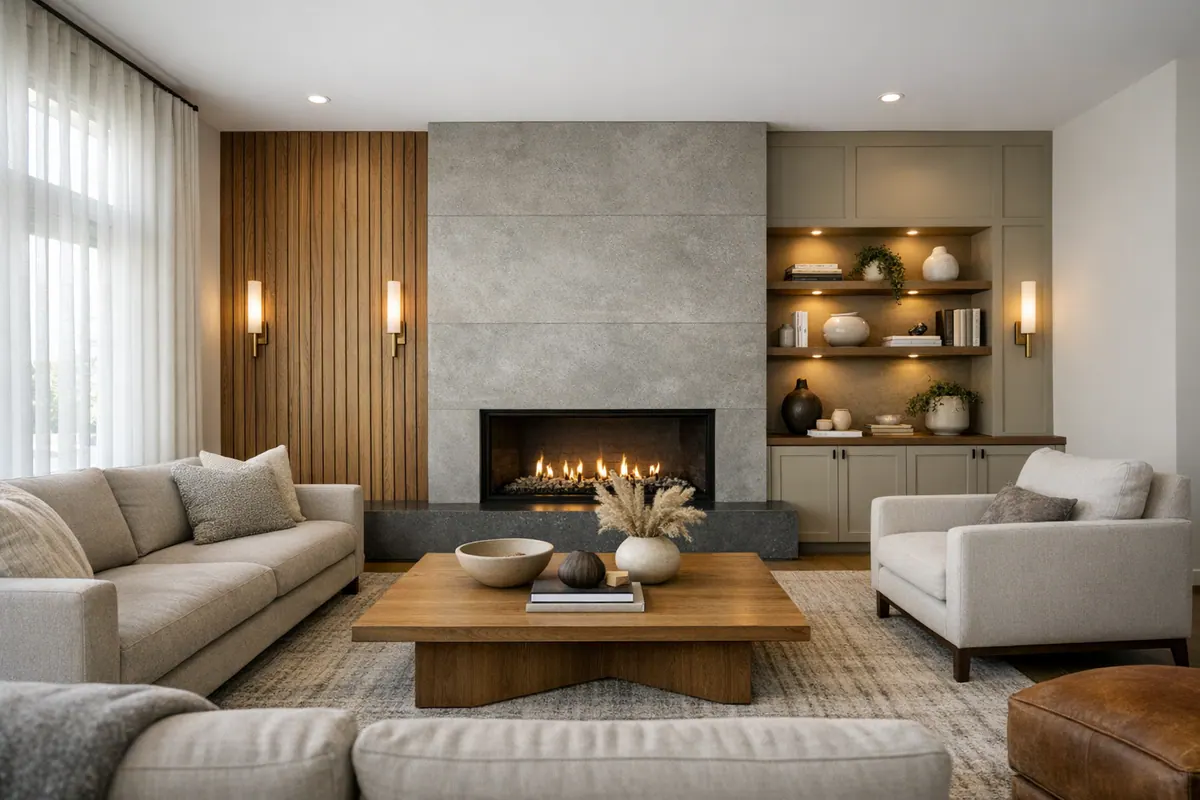 Mixed-Material Feature Wall