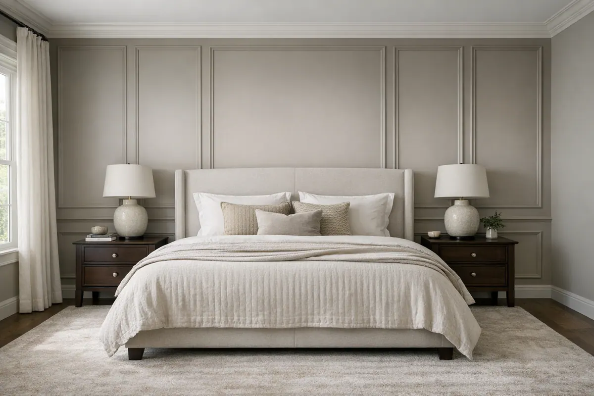 Custom Primary Bedroom Moulding Accent Wall
