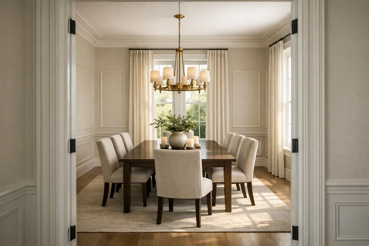 Restrained elegant dining room trim