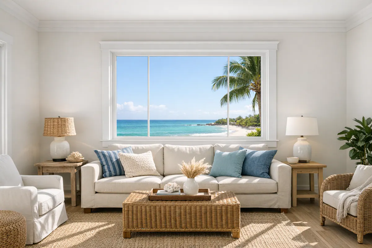 Finished Florida Living Room Window Trim